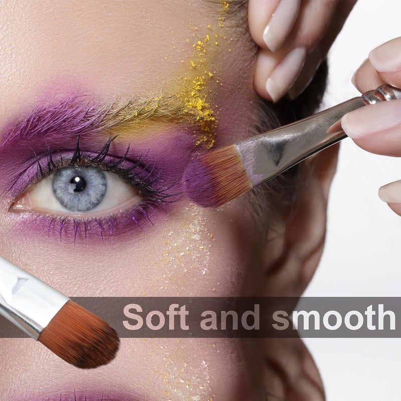 Quacc 6 PCS Little Make up Eyeshadow Brushes with Soft Synthetic Hairs, Flat Rounded Concealer Brush Eye Shadow Blending Brush for Concealer, Eyeshadow, Lipstick - Image 3